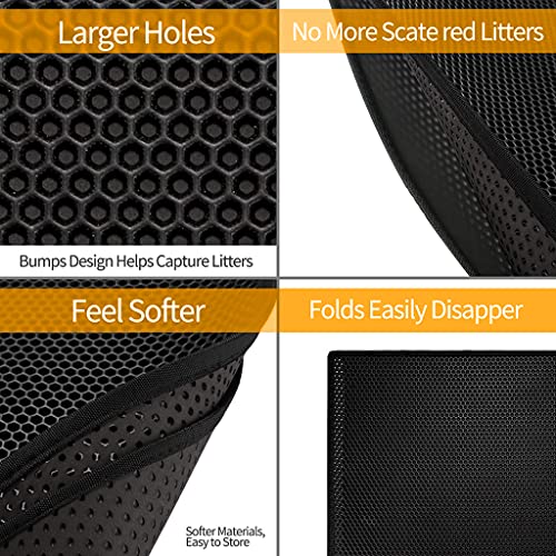 Qpets® Cat Litter Mat Litter Box Honeycomb Double Layer Tray Waterproof EVA Material Durable Washable Play Easy Clean Filter Any Sand Black 45 x 60CM 3PCS Qpets® Cat Litter Mat Litter Box Honeycomb Double Layer Tray Waterproof EVA Material Durable Washable Play Easy Clean Filter Any Sand Black 45 x 60CM 3PCS